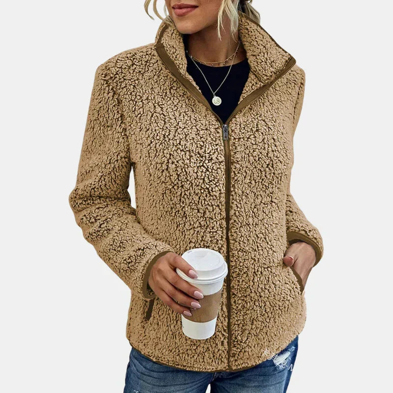 Veste D'hiver Zippée Pour Femme en Polaire Sherpa Douce