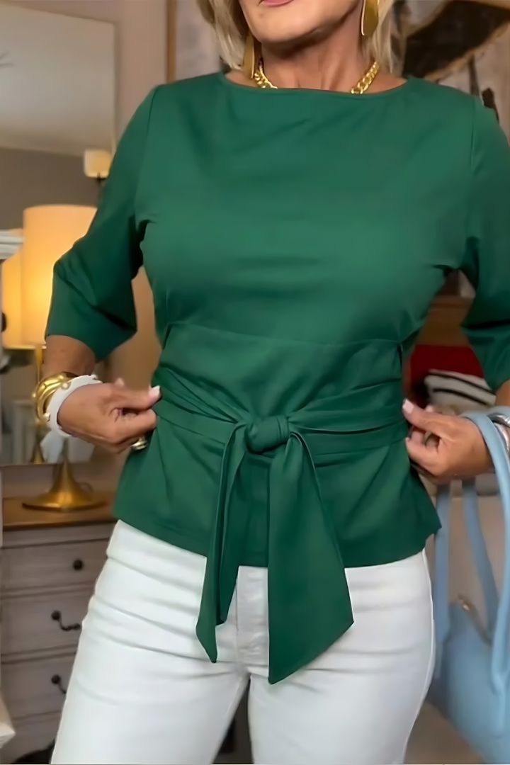 Blouse Ajustée à Manches Longues Pour Femme Avec Lien à La Taille