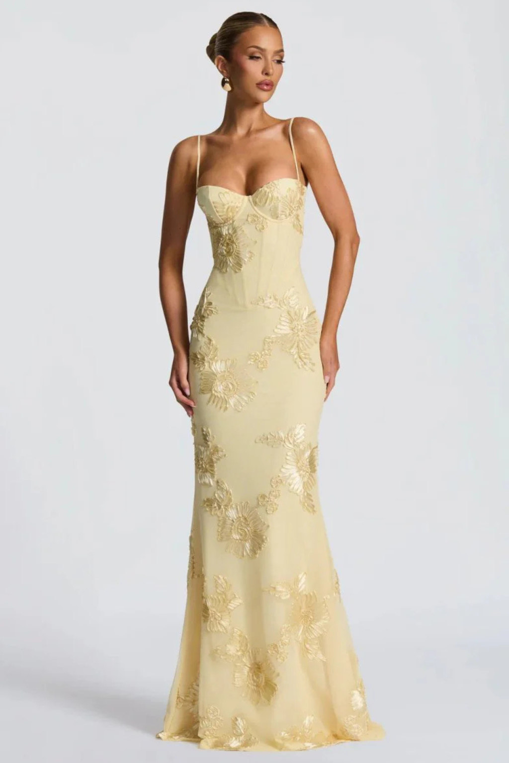 Robe Longue Sirène Femme Broderies Florales