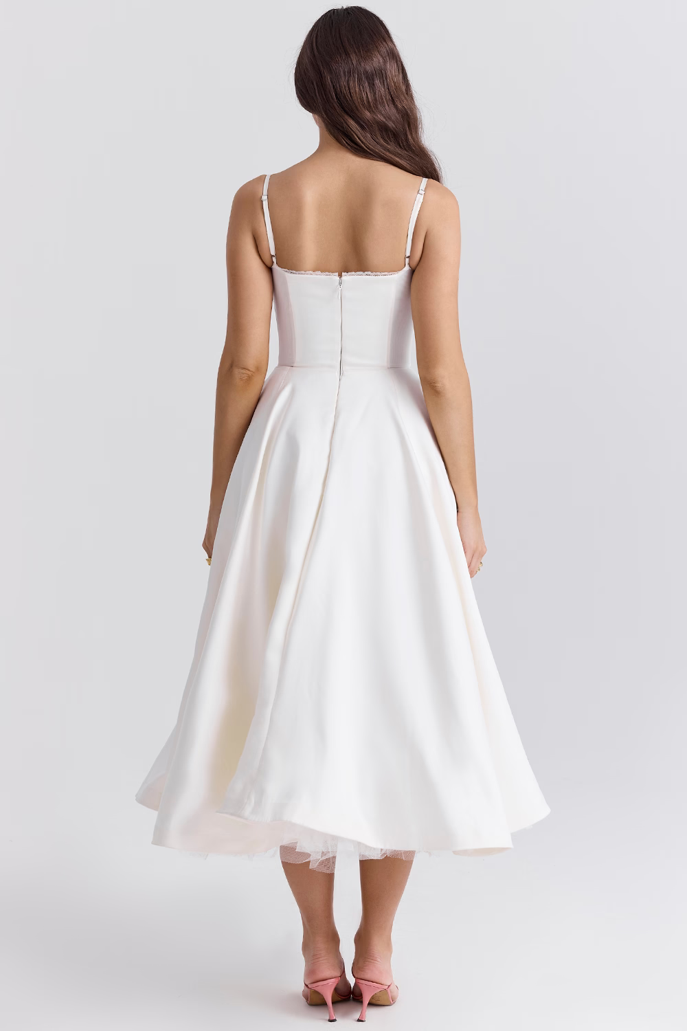 Robe Satinée Évasée Femme Soirée
