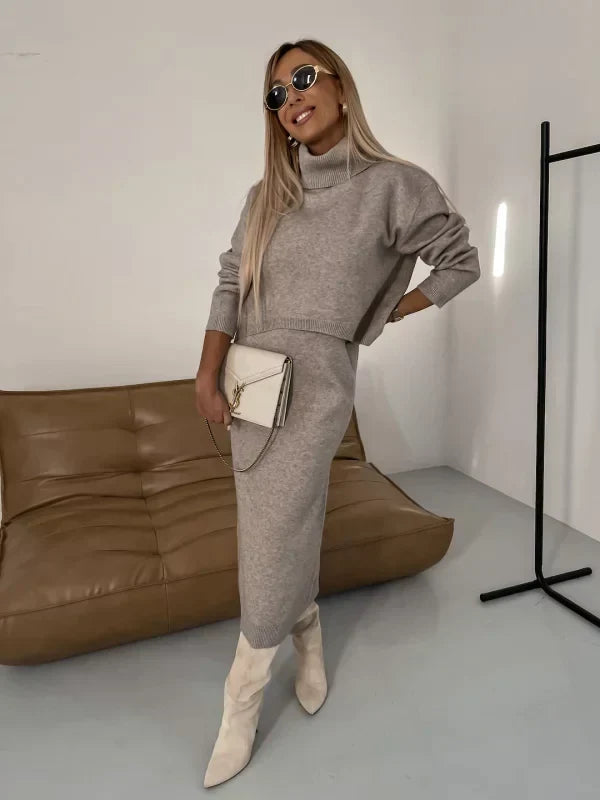 Women's Midi Dress and Turtleneck Sweater
