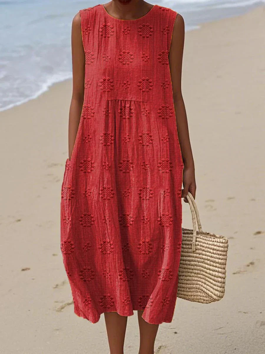 Robe Midi Femme Ample Sans Manches Été