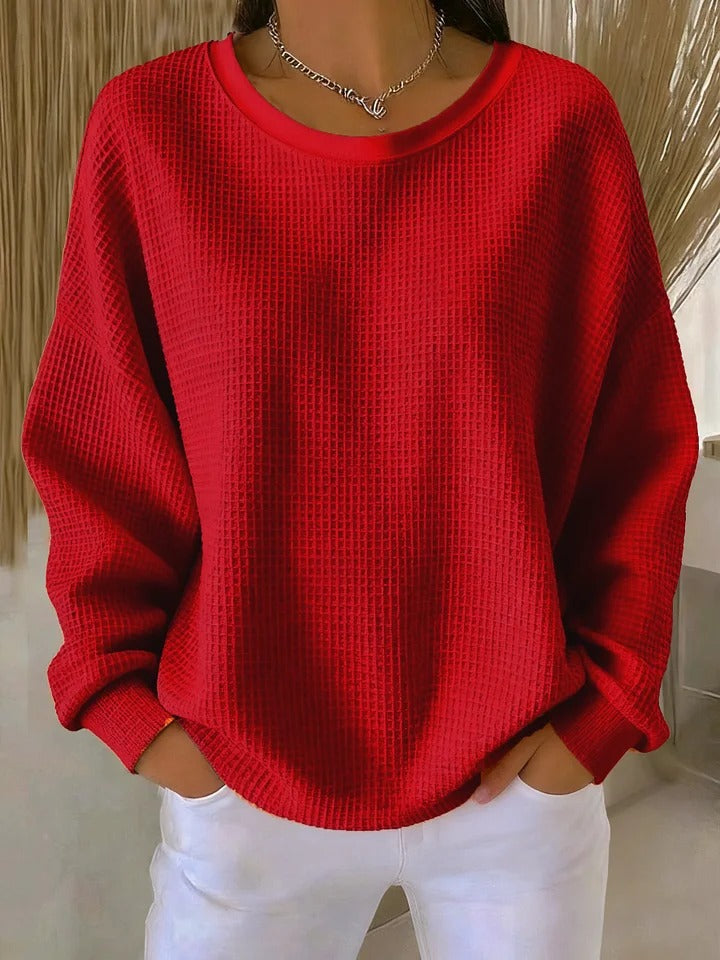 Felpa da donna a maniche lunghe in maglia goffrata