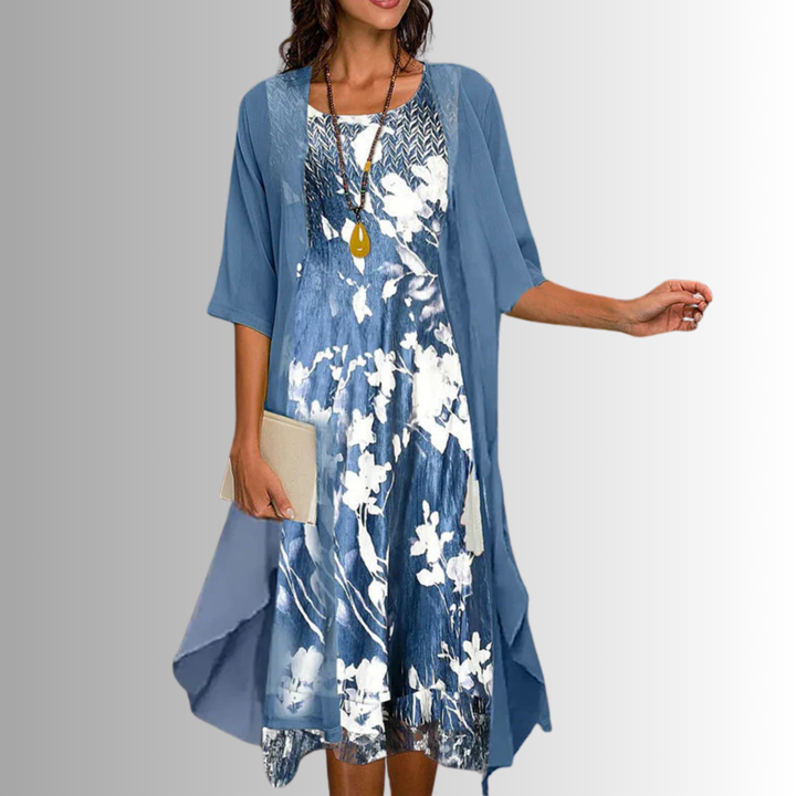 Ensemble Robe Imprimée et Cardigan Femme