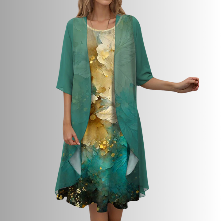 Ensemble Robe Imprimée et Cardigan Femme