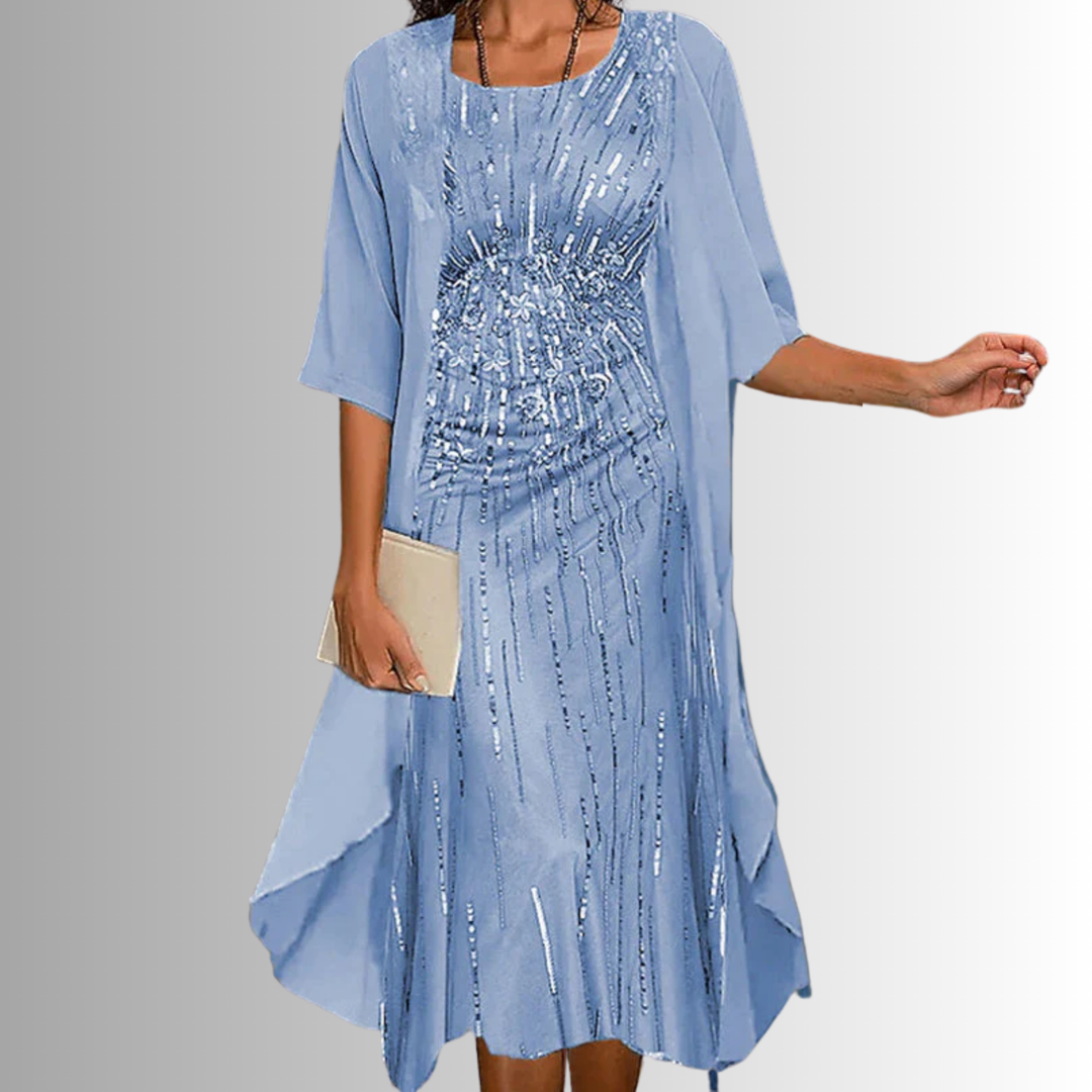 Ensemble Robe Imprimée et Cardigan Femme