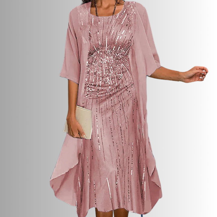 Ensemble Robe Imprimée et Cardigan Femme