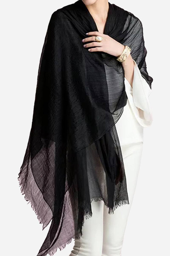Lightweight and Sheer Women's Scarf with Fringed Edges