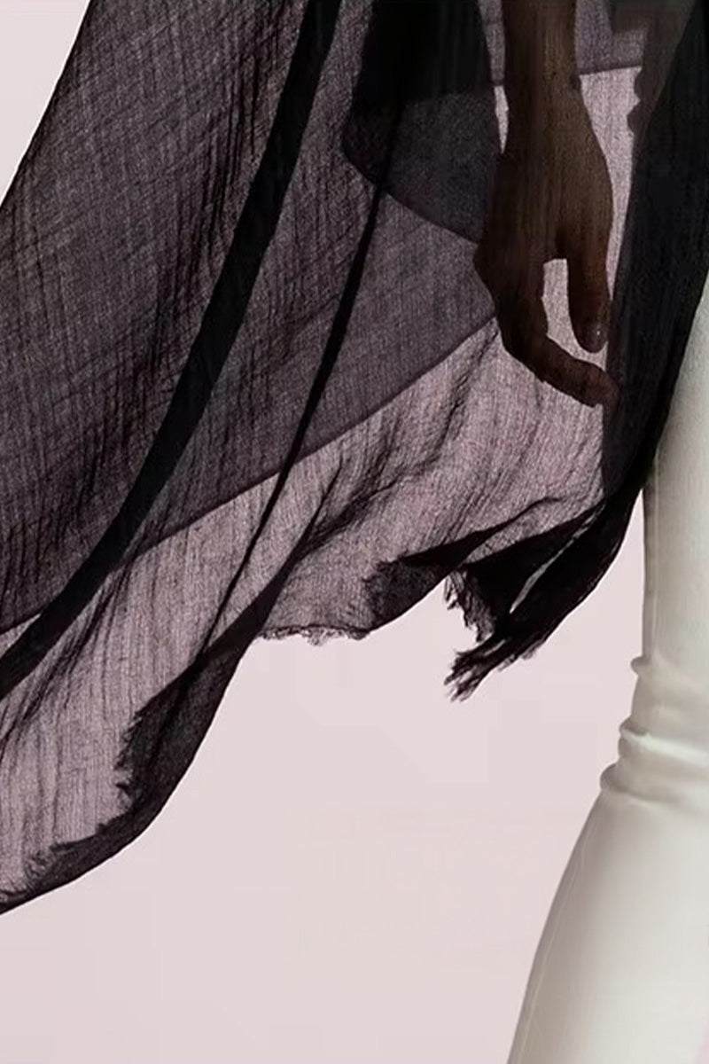 Lightweight and Sheer Women's Scarf with Fringed Edges