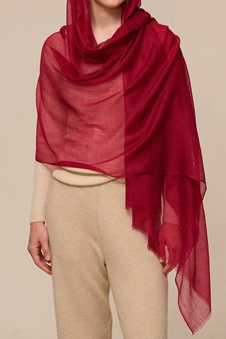 Lightweight and Sheer Women's Scarf with Fringed Edges