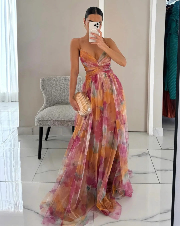 Robe de Soirée Femme Col V Fluide