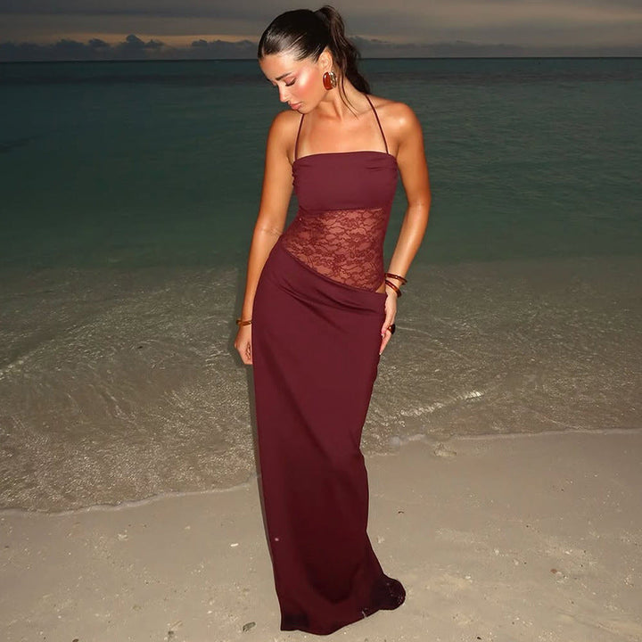 Robe Maxi Femme Bandeau Dentelle Ajustée