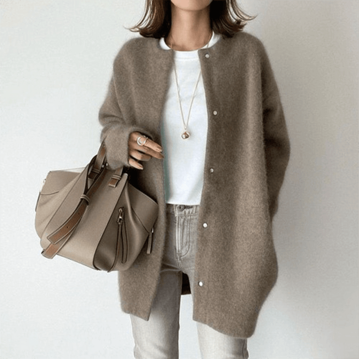 Cardigan en Maille Douce Pour Femme Coupe Décontractée et Boutonnage à L'avant