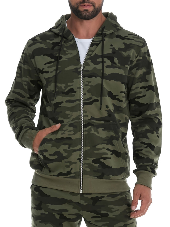 Men's Camouflage Pattern Zip-Up Hoodie