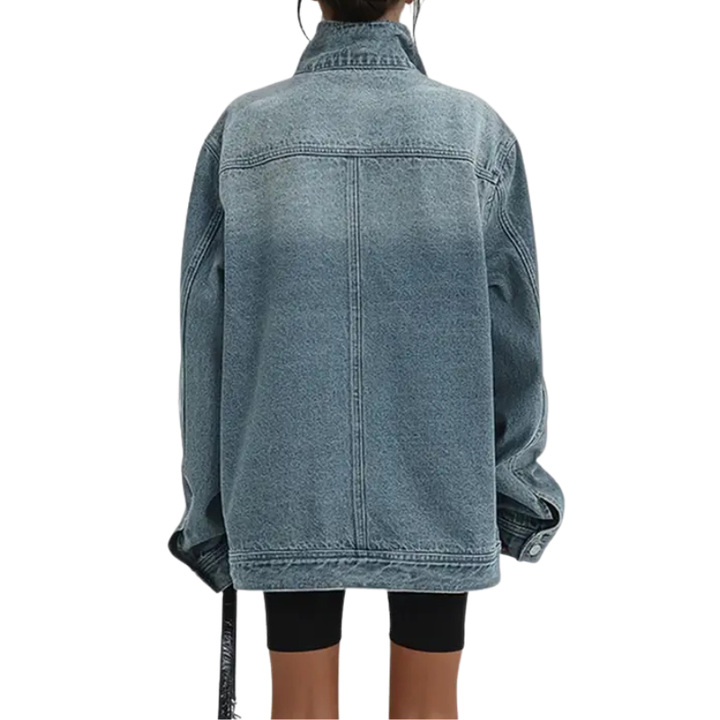 Veste en Jean Oversize à Col Montant Pour Femme