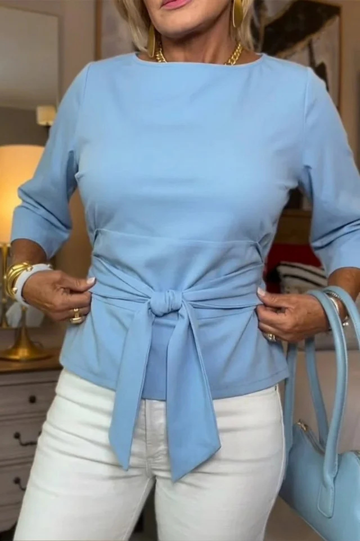 Blouse Ajustée à Manches Longues Pour Femme Avec Lien à La Taille