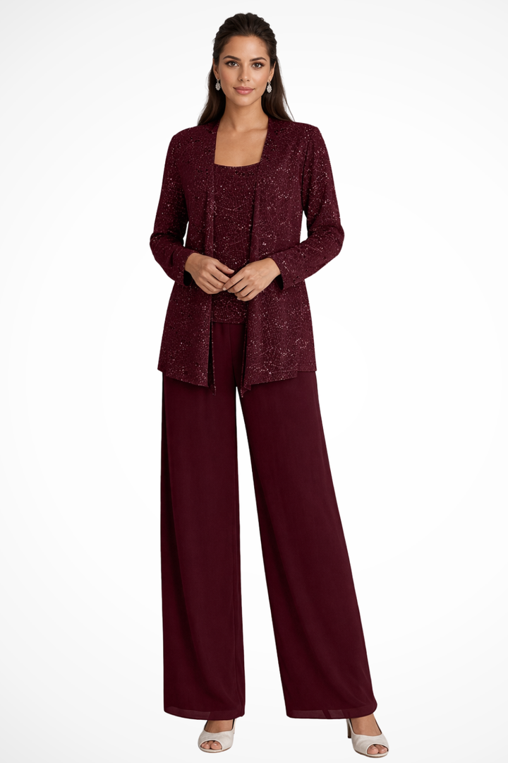 Ensemble Trois Pièces Femme Veste Pantalon Fluide