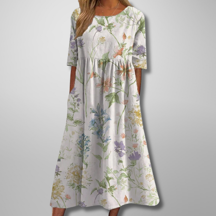 Robe Midi Fleurie Femme Coupe Fluide
