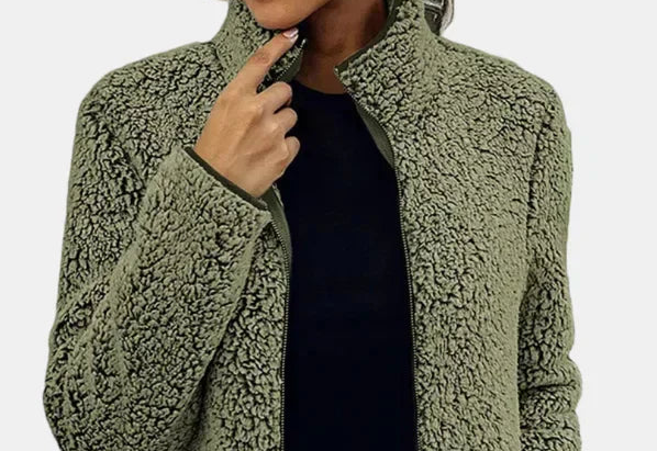 Veste D'hiver Zippée Pour Femme en Polaire Sherpa Douce