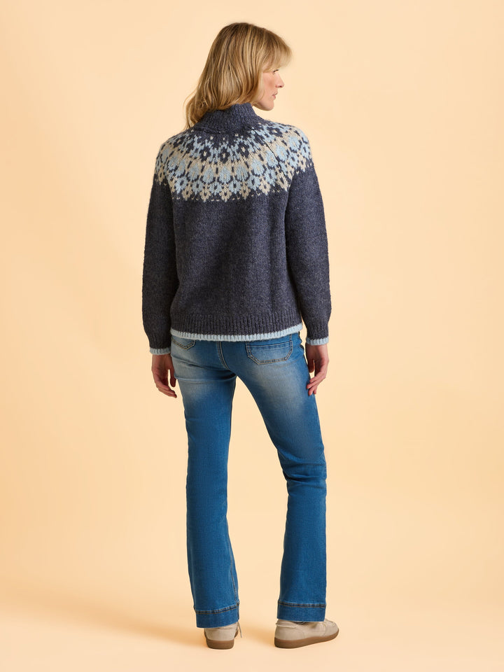Damen-Strickpullover mit Rollkragen und nordischem Muster