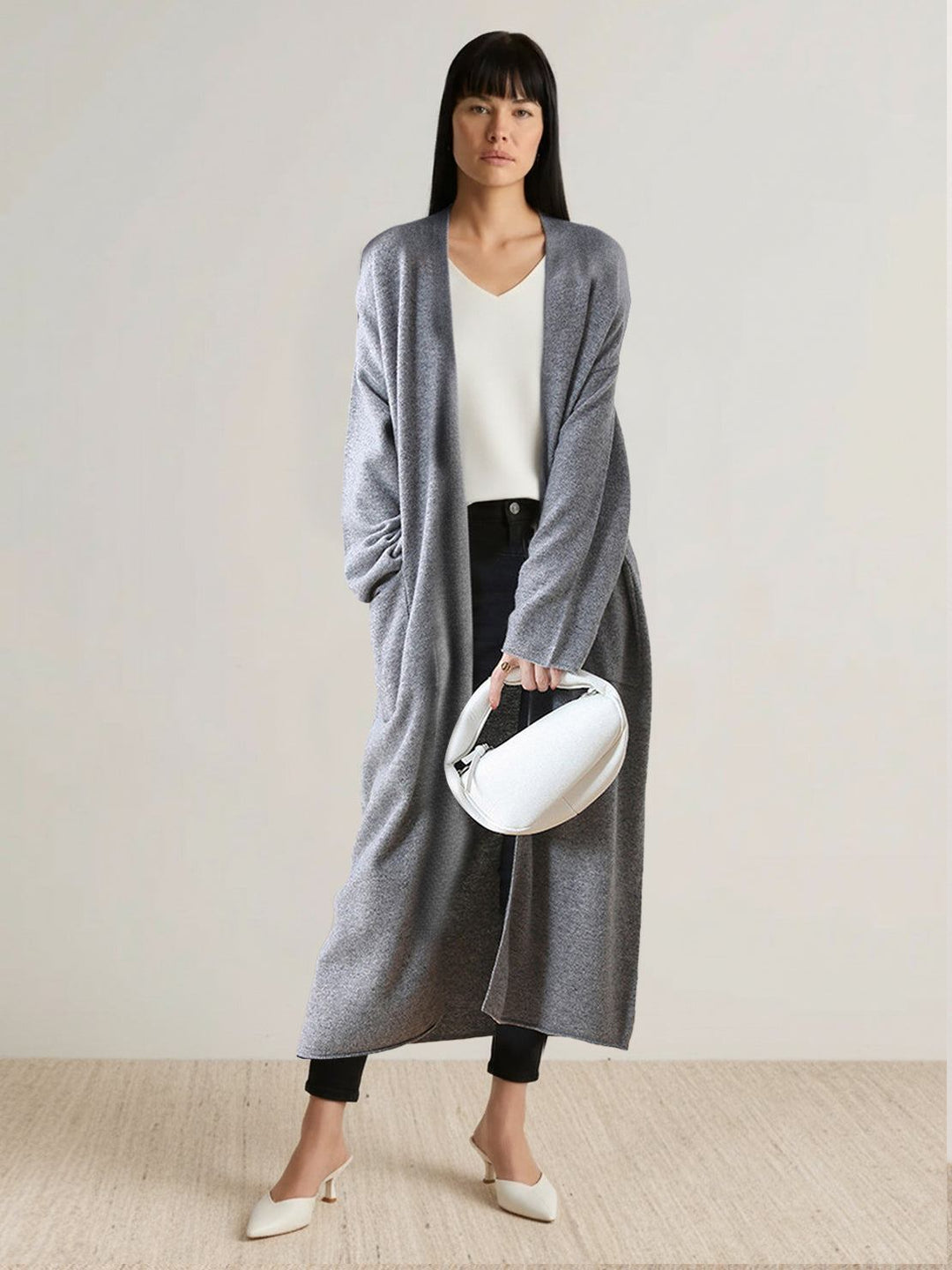 Dámský dlouhý otevřený pletený kardigan