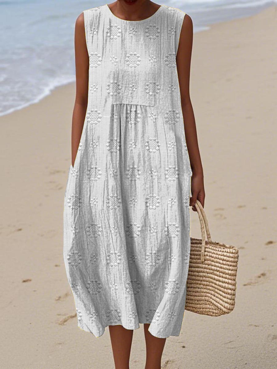 Robe Midi Femme Ample Sans Manches Été