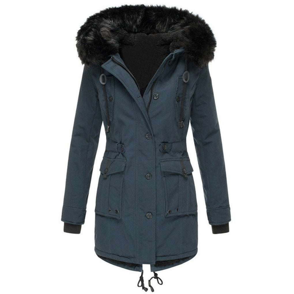 Women's Winter Parka with Faux Fur Hood