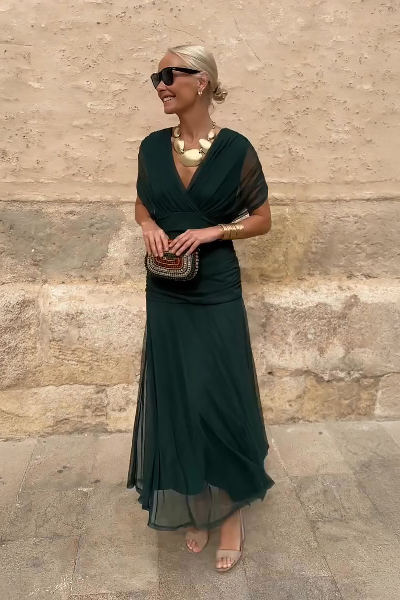 Robe Longue Élégante Pour Femme Style Portefeuille