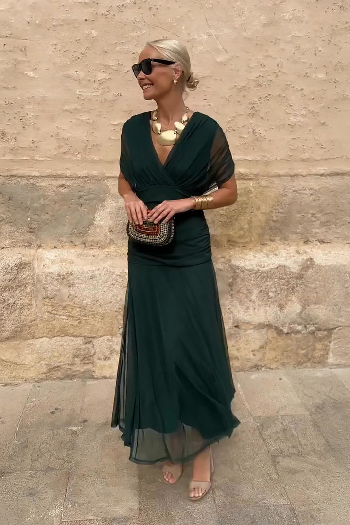 Robe Longue Élégante Pour Femme Style Portefeuille