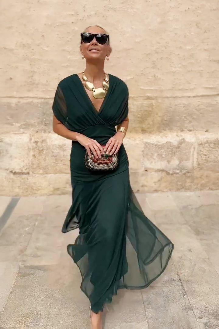Robe Longue Élégante Pour Femme Style Portefeuille