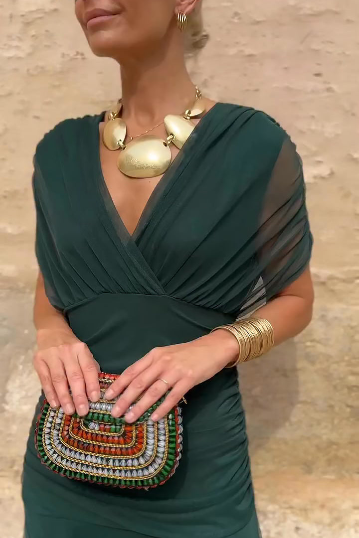 Robe Longue Élégante Pour Femme Style Portefeuille