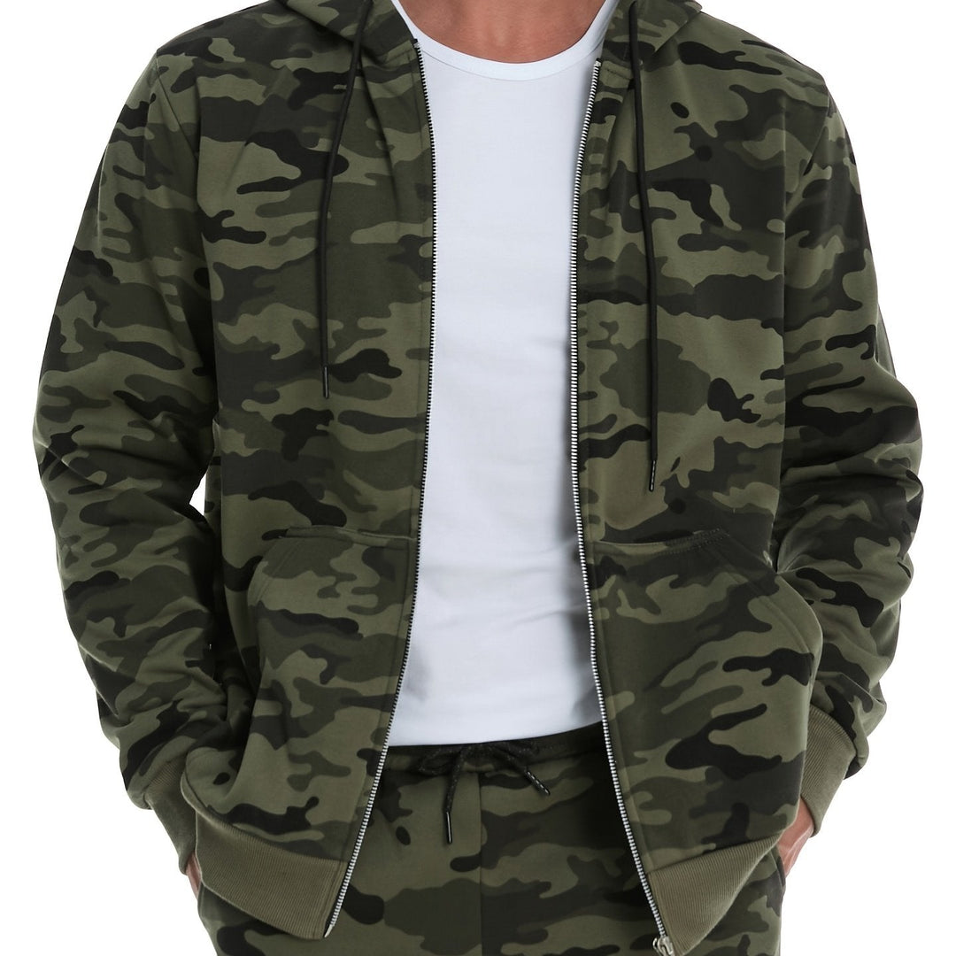 Men's Camouflage Pattern Zip-Up Hoodie