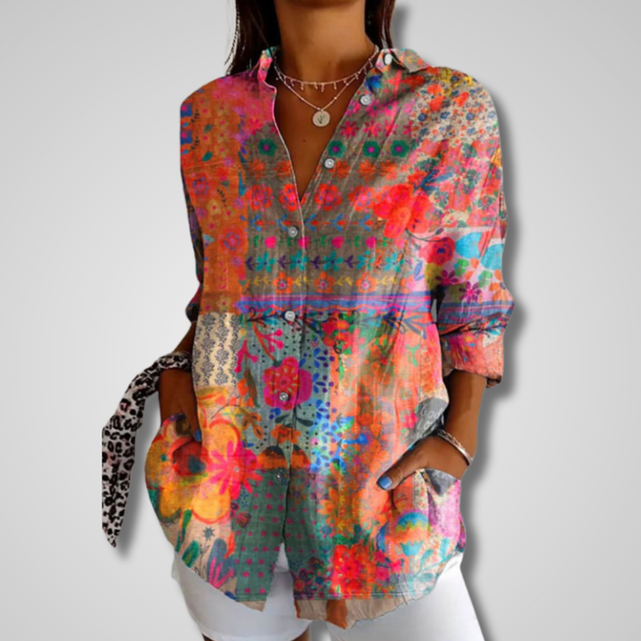 Blouse Fleurie Femme Boutonnée Coupe Ample