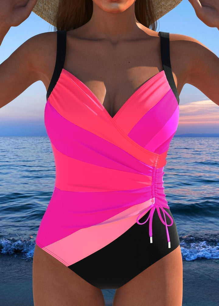 Maillot de Bain Une Pièce Femme Gainant Col V