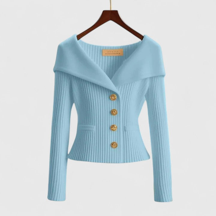 Cardigan Femme Maille Côtelée Col Châle