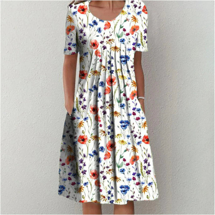 Robe Mi-Longue Fleurie Femme Été