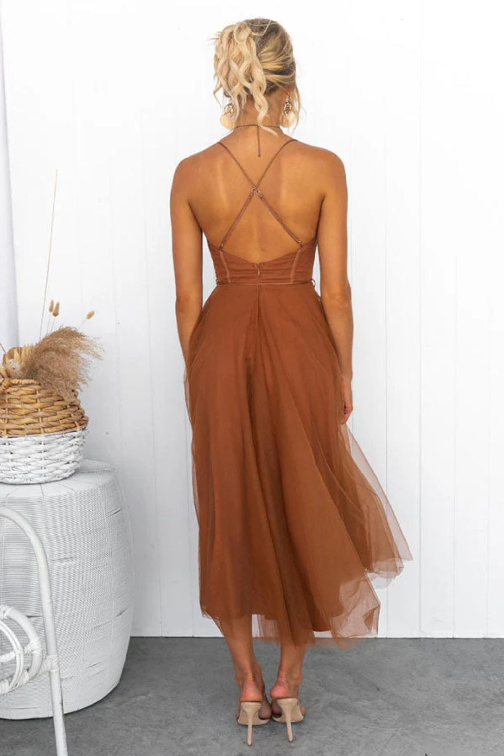 Robe Midi Bustier Tulle Femme Cérémonie