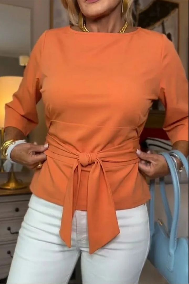 Blouse Ajustée à Manches Longues Pour Femme Avec Lien à La Taille
