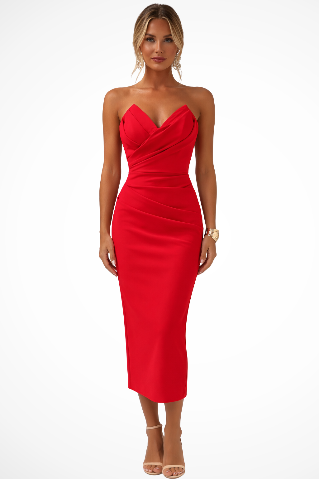 Robe Midi Femme Décolleté Cœur Cocktail