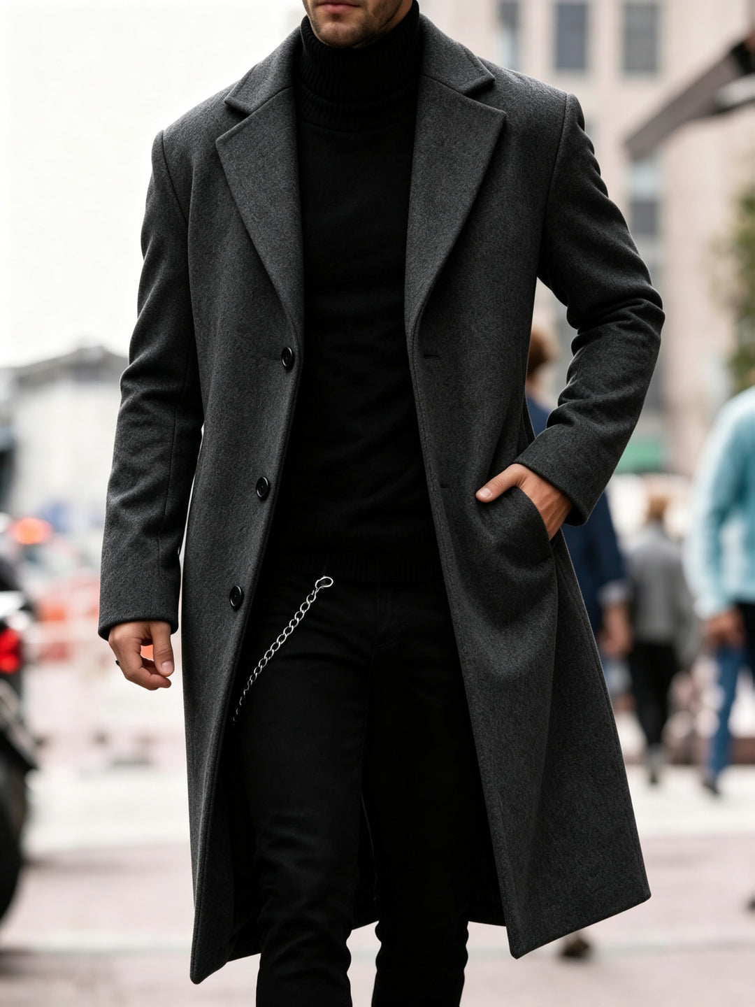 Trench classico invernale da uomo monopetto