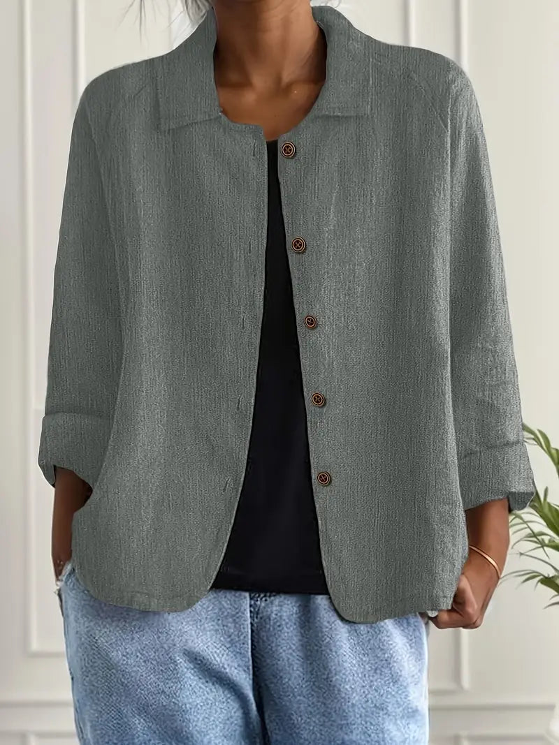 Blazer leve casual com botões para mulher
