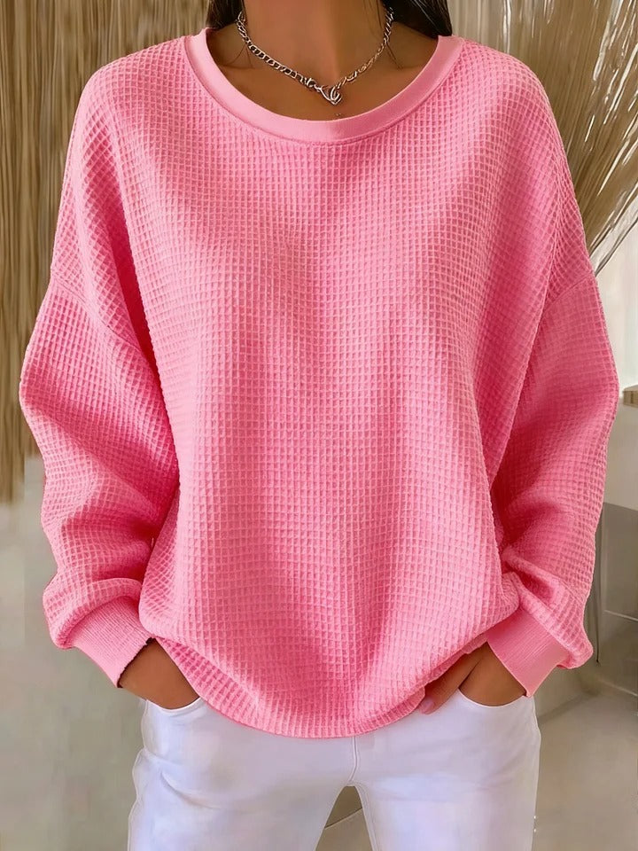 Felpa da donna a maniche lunghe in maglia goffrata