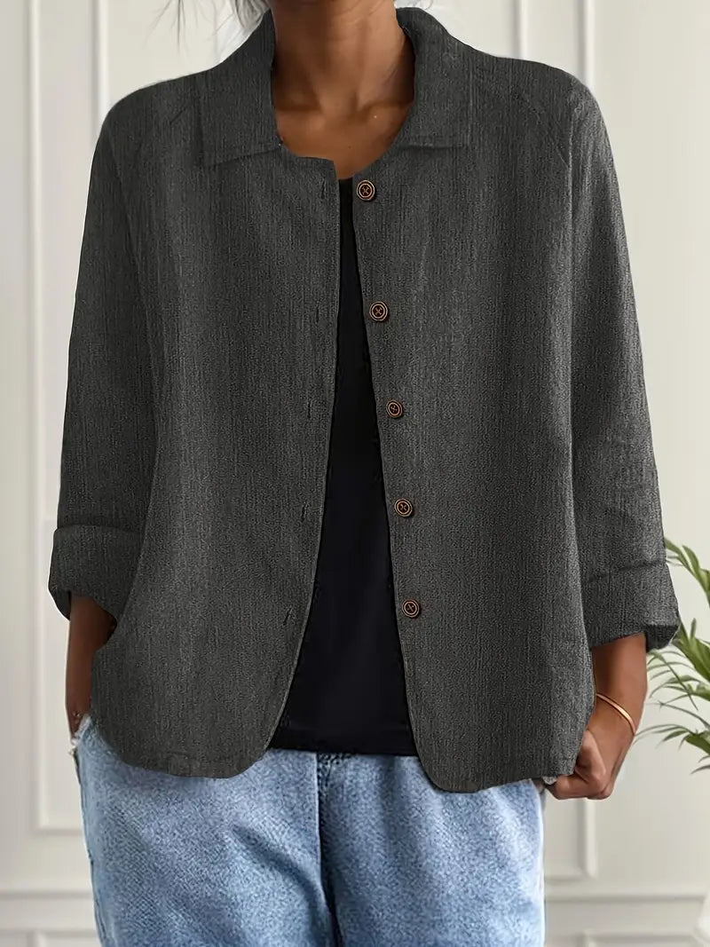 Blazer leve casual com botões para mulher
