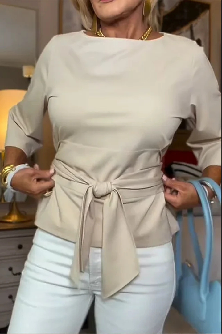 Blouse Ajustée à Manches Longues Pour Femme Avec Lien à La Taille