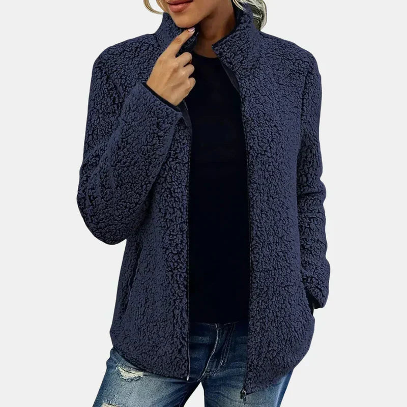 Veste D'hiver Zippée Pour Femme en Polaire Sherpa Douce