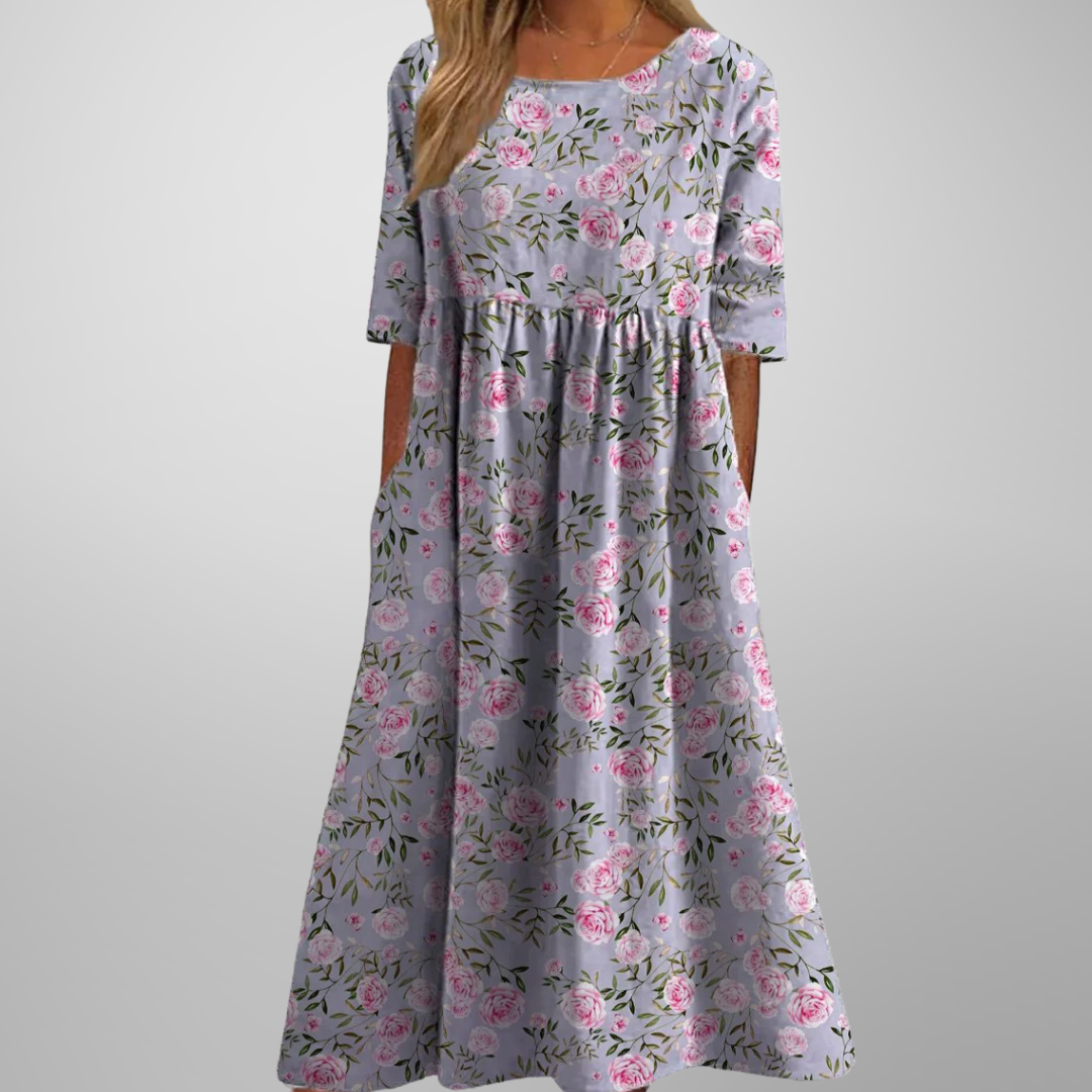 Robe Midi Fleurie Femme Coupe Fluide