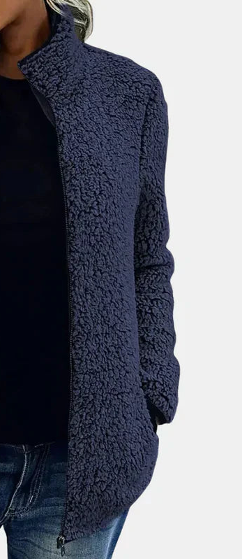 Veste D'hiver Zippée Pour Femme en Polaire Sherpa Douce