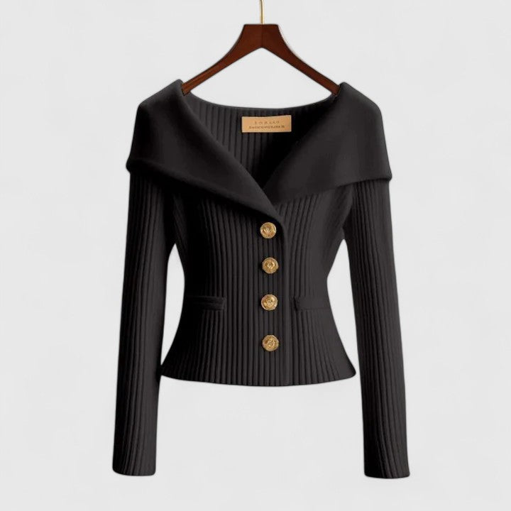 Cardigan Femme Maille Côtelée Col Châle