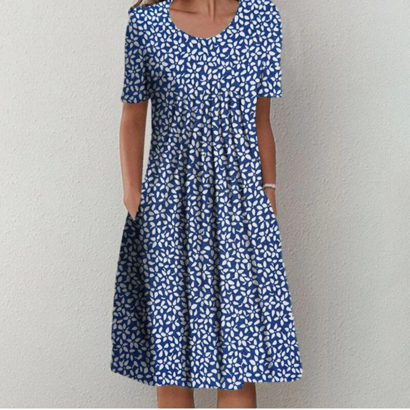 Robe Mi-Longue Fleurie Femme Été