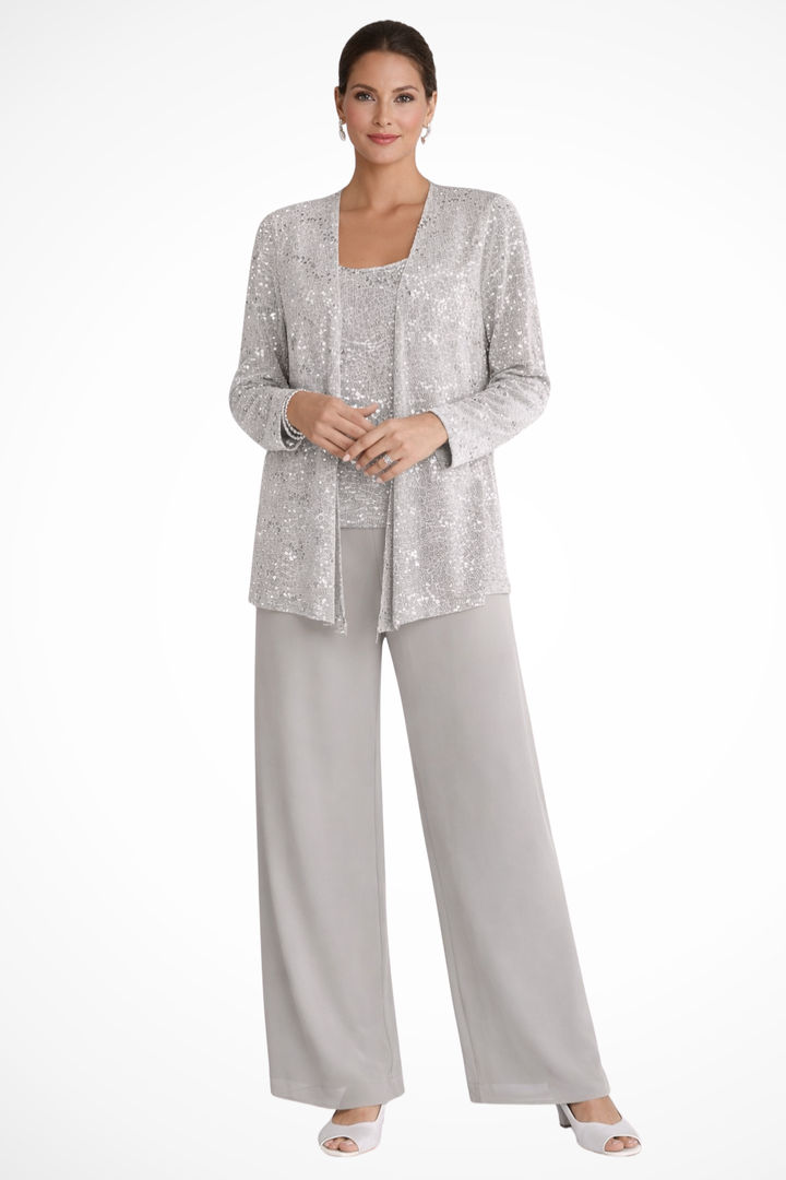Ensemble Trois Pièces Femme Veste Pantalon Fluide
